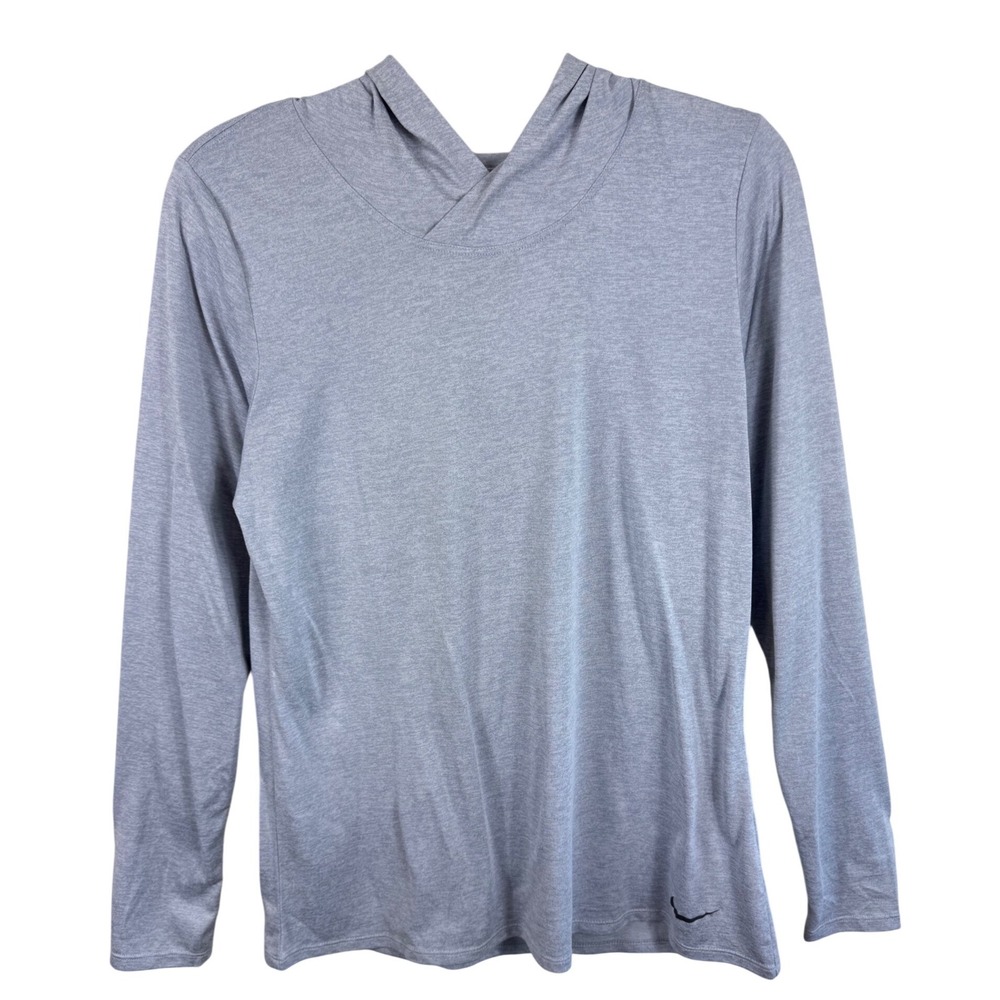 Nike Dri-FIT Womens Heather Gray Long Sleeve Crossover Hoodie Top Size Medium